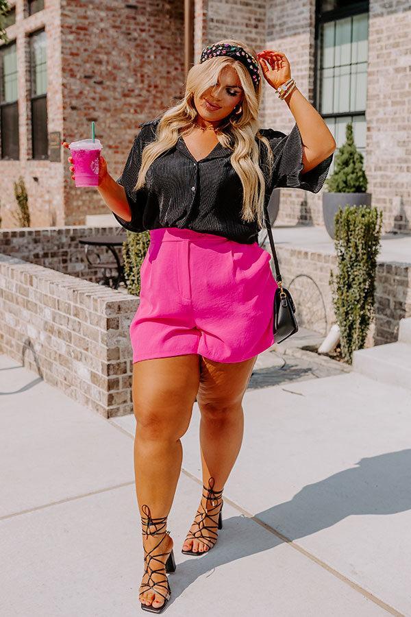 Ready To Remix High Waist Shorts In Hot Pink Curves Product Image