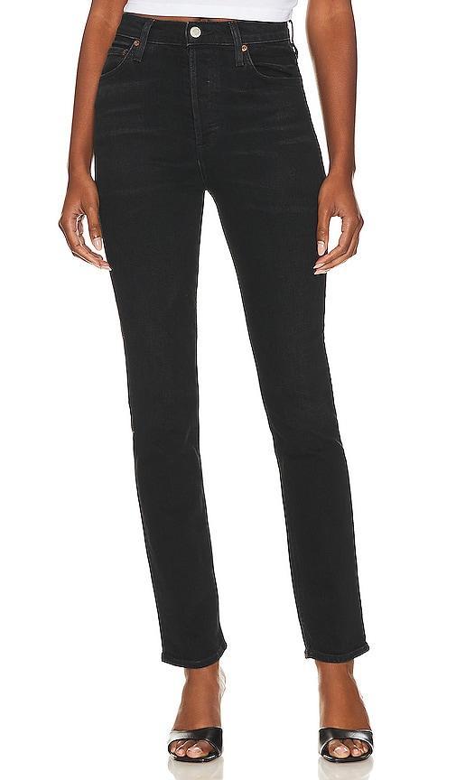 AGOLDE Freya Ultra High Rise Slim in Black. - size 23 (also in 24, 31, 32, 33, 34) Product Image