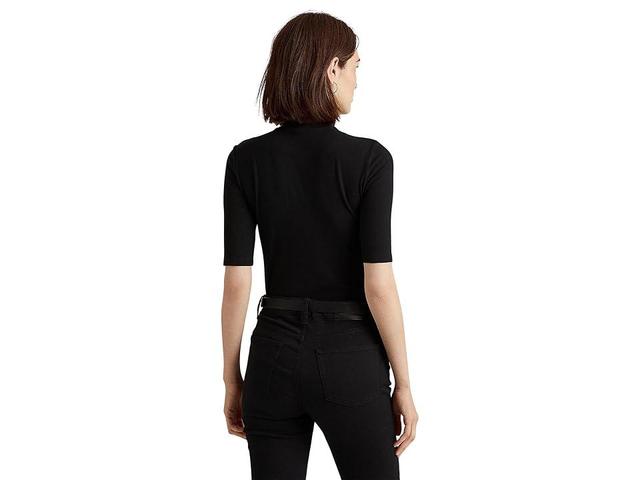 LAUREN Ralph Lauren Metallic Stretch Jersey Turtleneck (Polo ) Women's Clothing Product Image