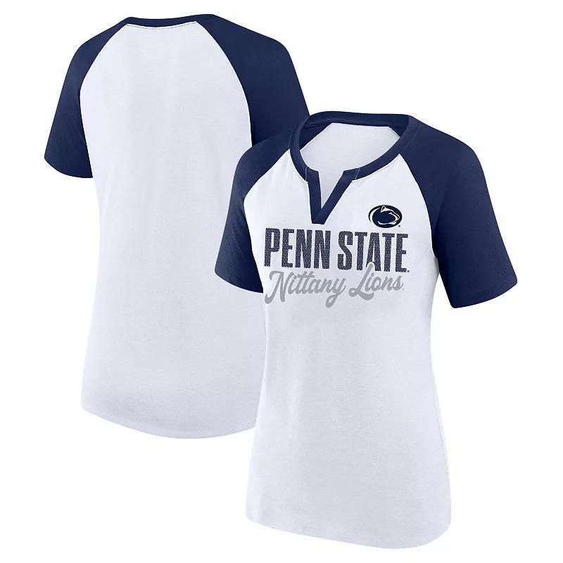 Womens Profile /Navy Penn State Nittany Lions Plus Size Best Squad Shimmer Raglan Notch Neck T-Shirt Product Image