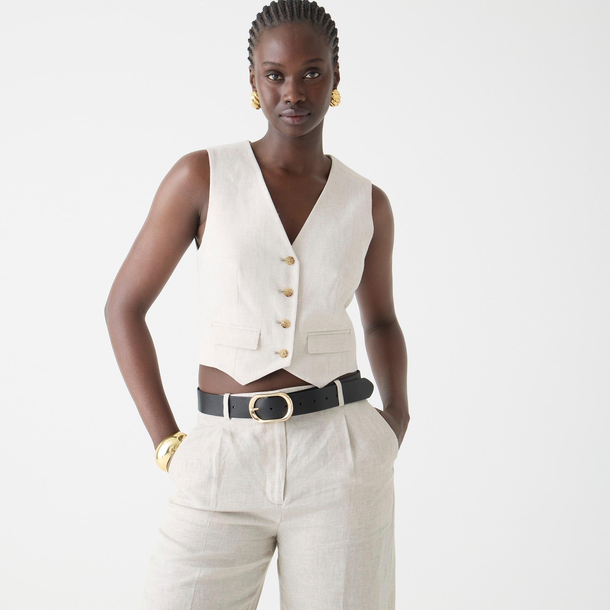 Classic vest in stretch linen blend product image