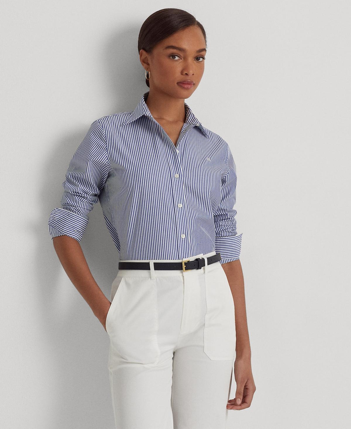 Lauren Ralph Lauren Easy Care Stretch Cotton Shirt Women's Short Sleeve Button Up Product Image