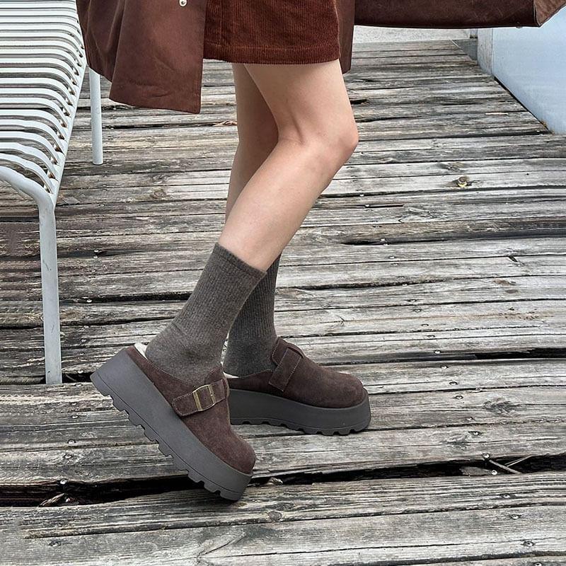 Buckled Platform Mules Product Image