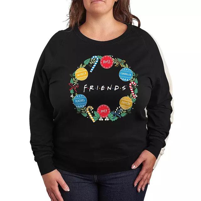 Plus Size Friends Christmas Wreath Lightweight French Terry Sweatshirt, Womens Product Image