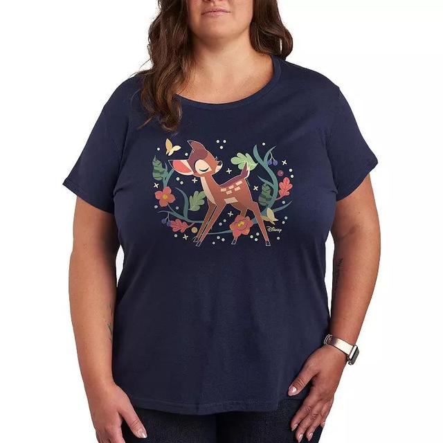 Disneys Bambi Plus Plants Graphic Tee, Womens Blue Product Image