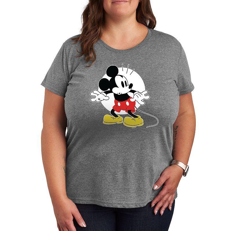 Disneys Mickey Mouse Plus Surprised Graphic Tee, Womens Grey Gray Product Image