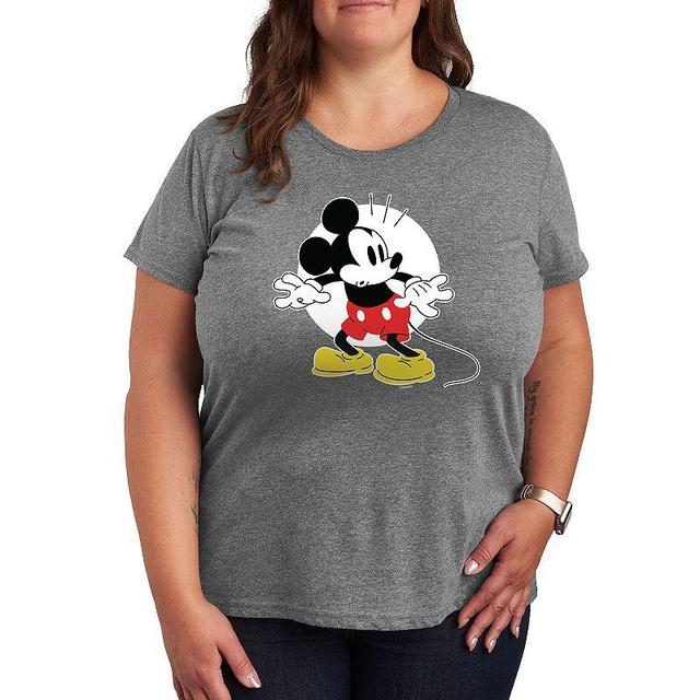 Disneys Mickey Mouse Plus Surprised Graphic Tee, Womens Grey Gray Product Image