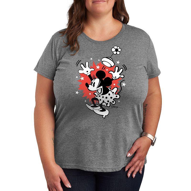 Disneys Minnie Mouse Plus Surprise Graphic Tee, Womens Grey Gray Product Image