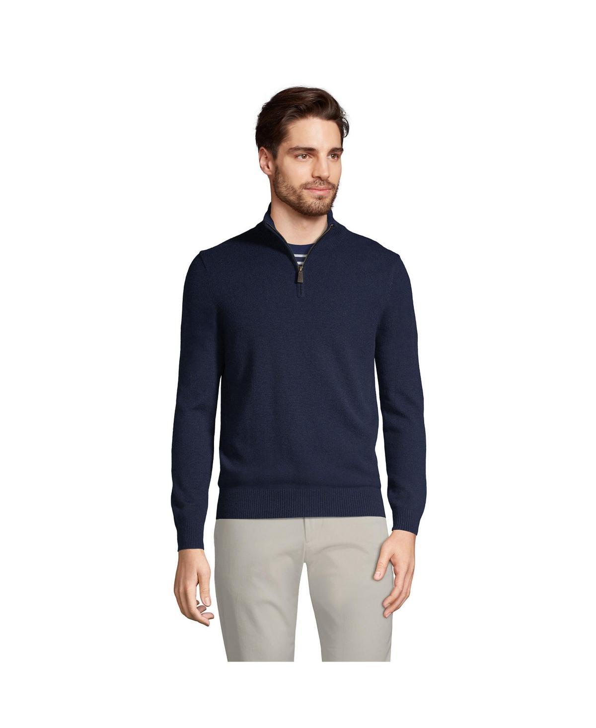 Mens Lands End Cashmere Quarter-Zip Sweater Northern Grey Product Image