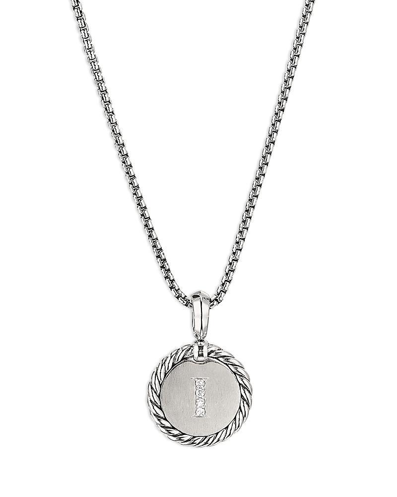 Womens M Initial Charm Necklace in Sterling Silver Product Image