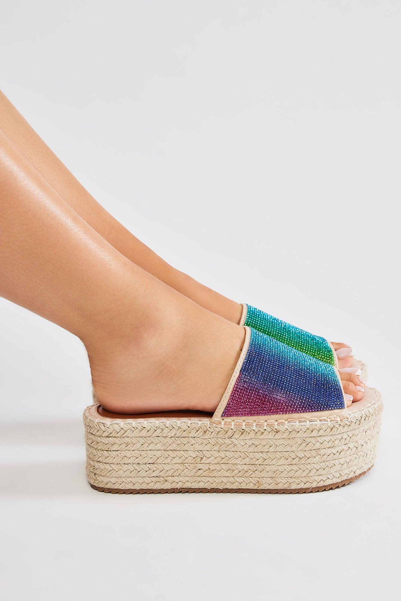 Count Me In Flatform Sandals - Multi Color Product Image