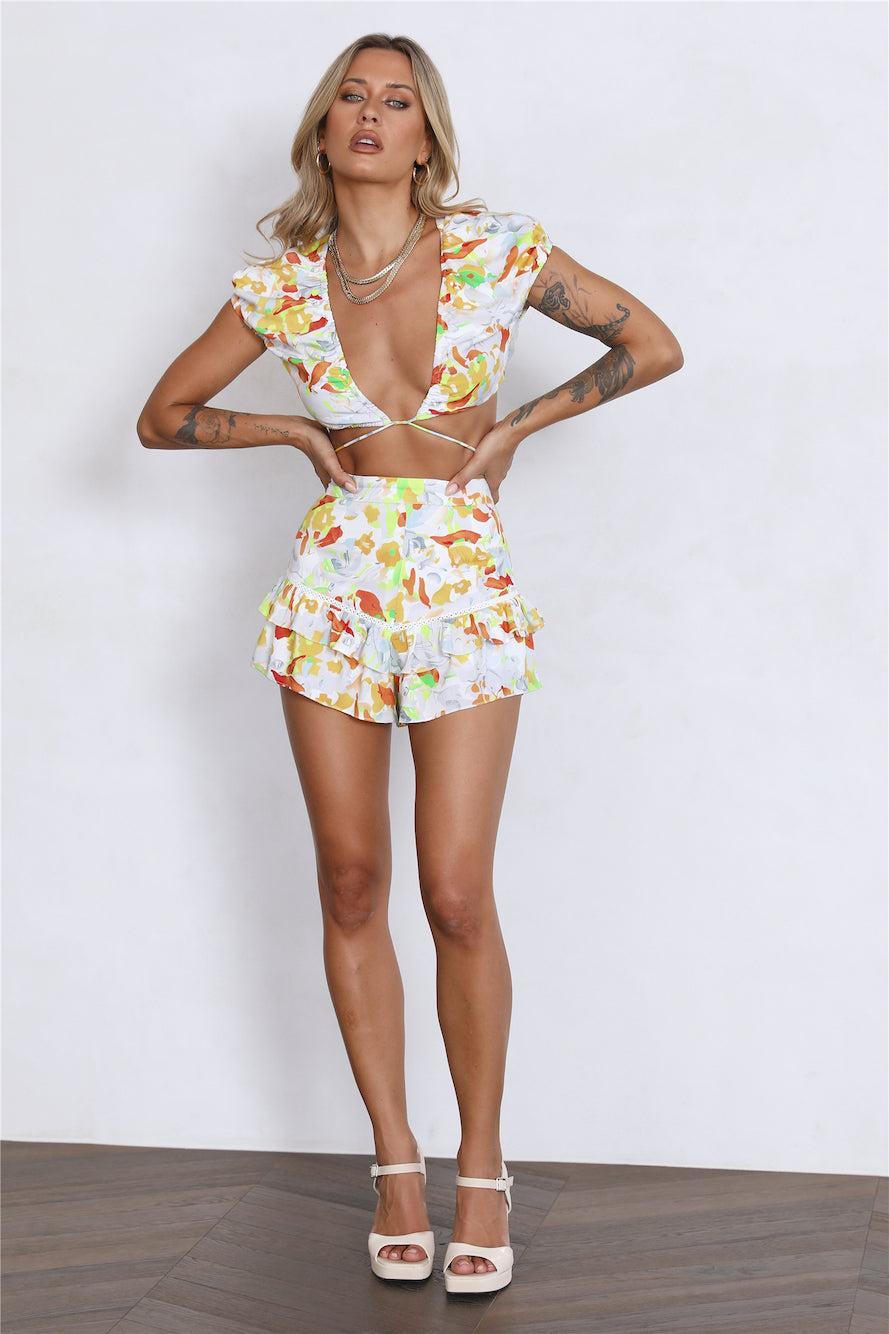 HELLO MOLLY Clouded Shorts Yellow Product Image