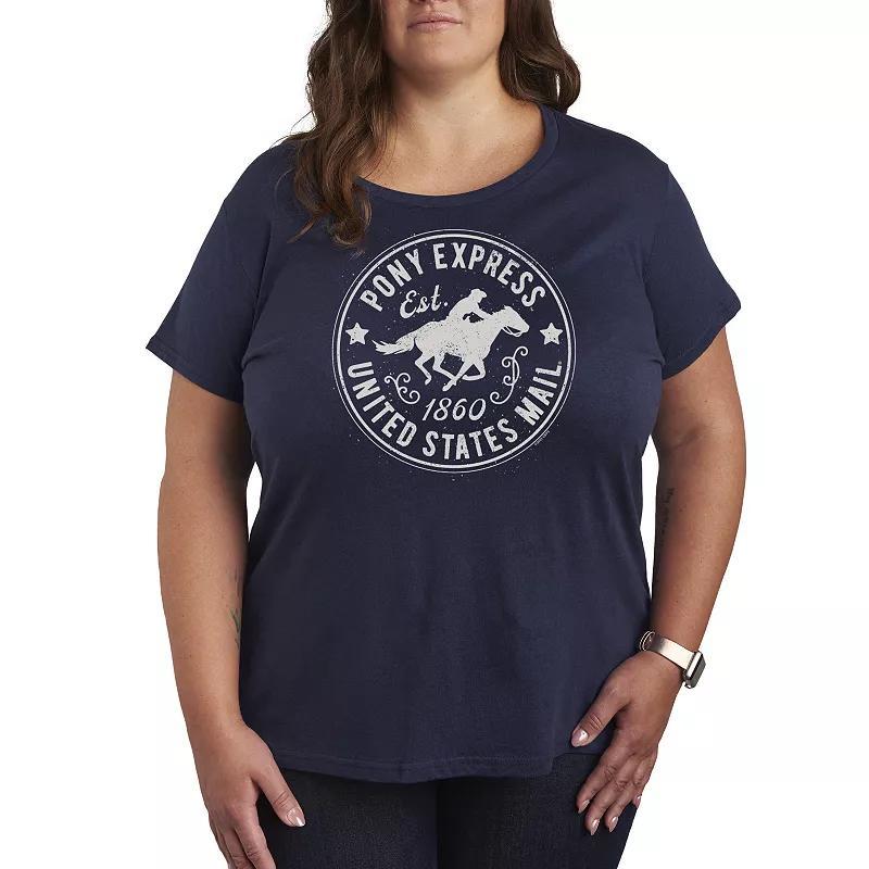 Plus Size USPS Pony Express Badge Graphic Tee, Womens Blue Product Image