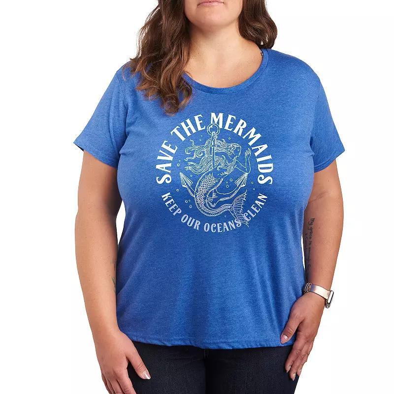 Plus Save The Mermaids Graphic Tee, Womens Product Image