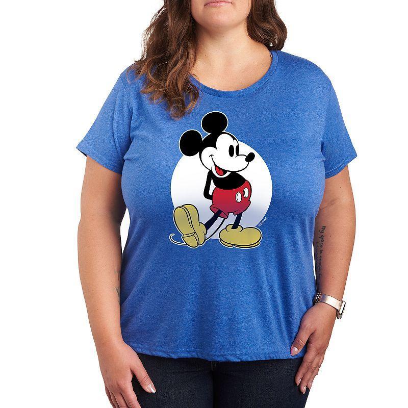 Disneys Mickey Mouse Plus Classic Graphic Tee, Womens Grey Royal Blue Product Image