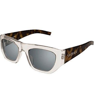 Saint Laurent Womens Vintage Logo 52mm Square Sunglasses - Shiny Transparent Cream/Havana Product Image