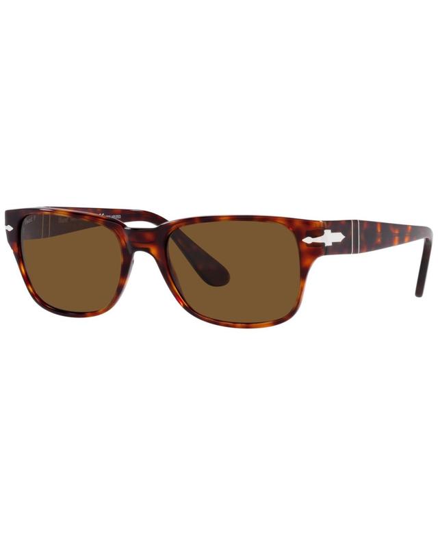 Persol Mens PO3288S Havana 55mm Rectangle Polarized Sunglasses Product Image