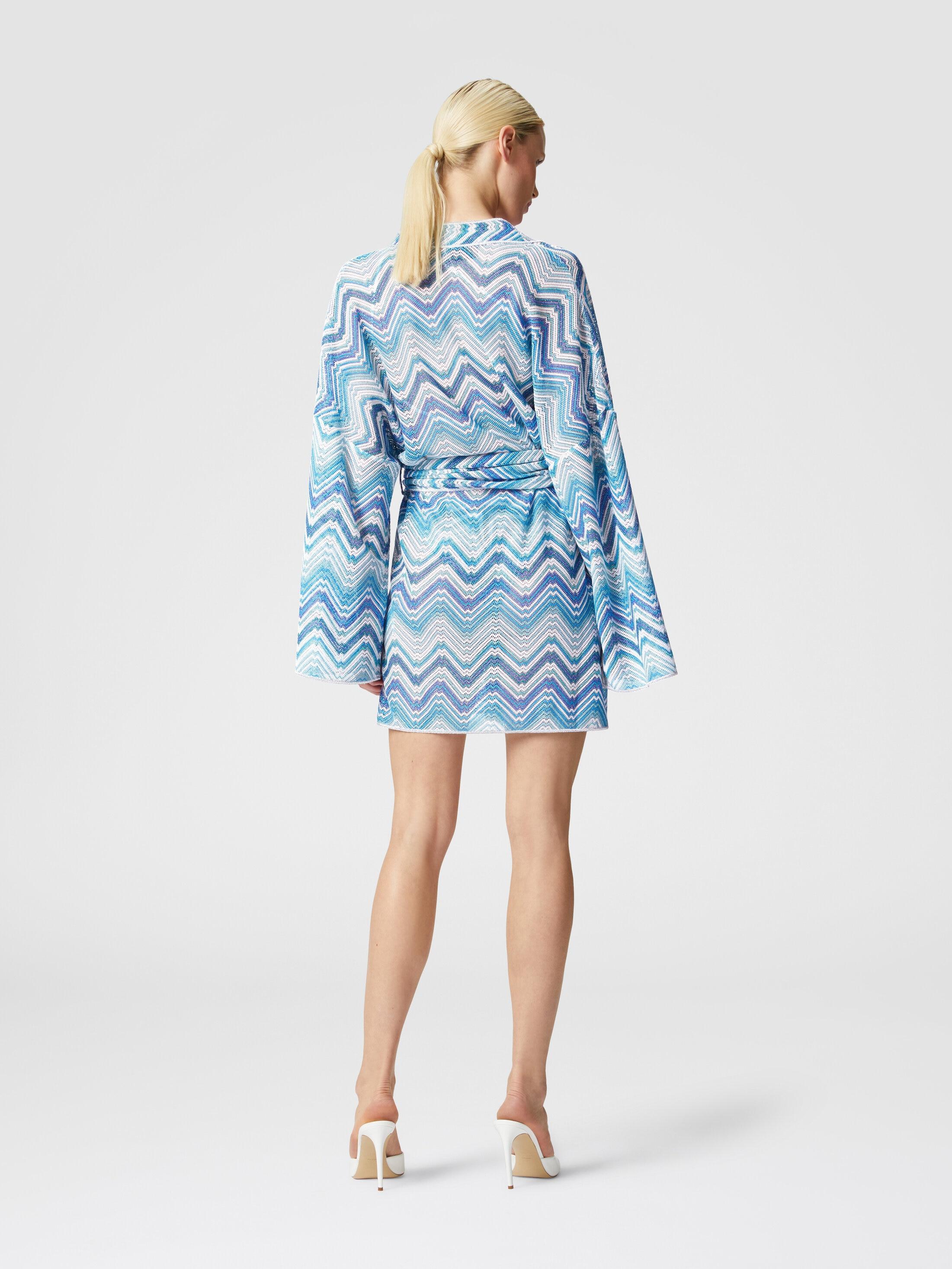 Short dressing gown cover-up in chevron crochet with lurex Product Image