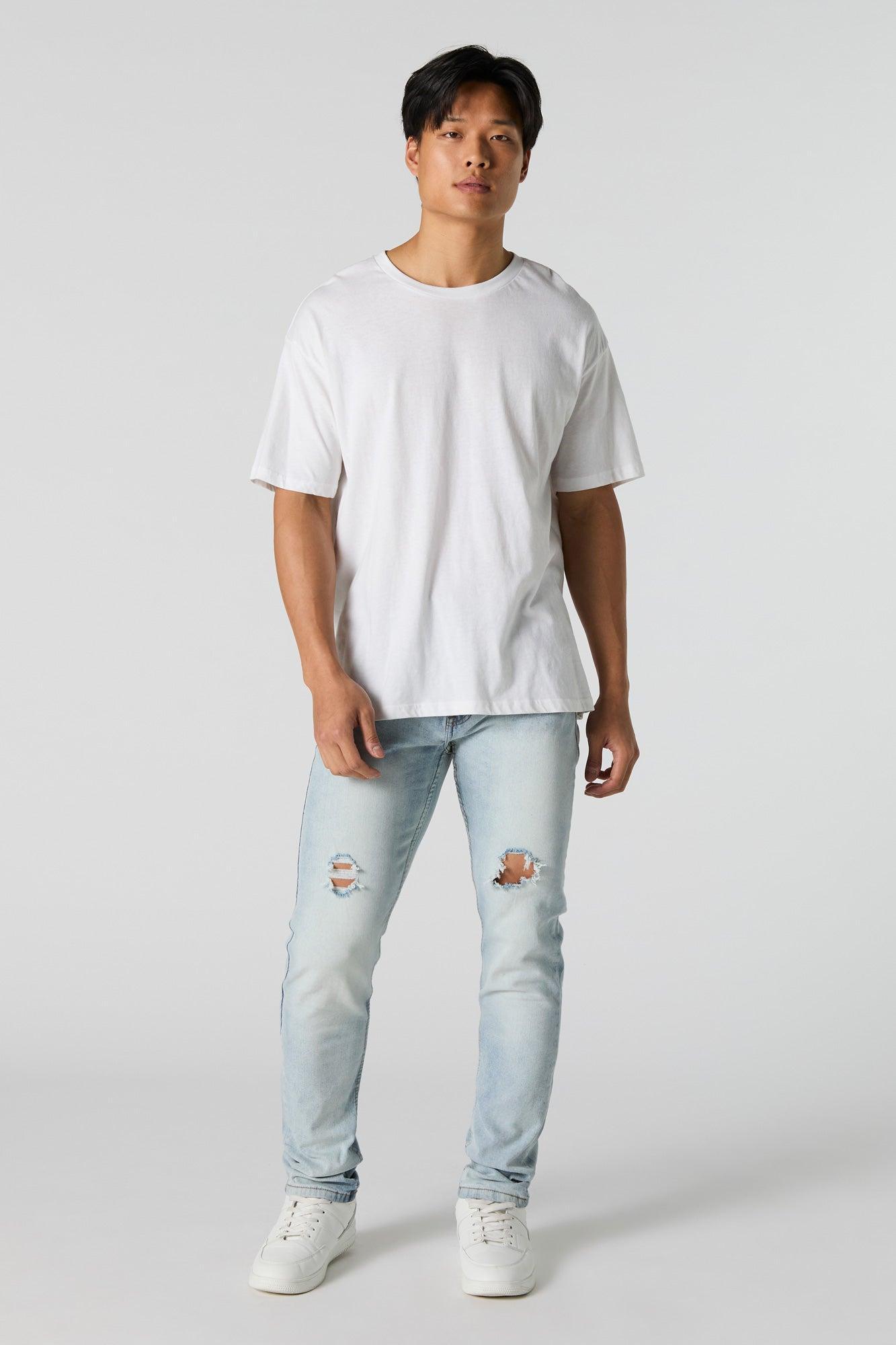 Light Wash Distressed Slim Jean Male Product Image