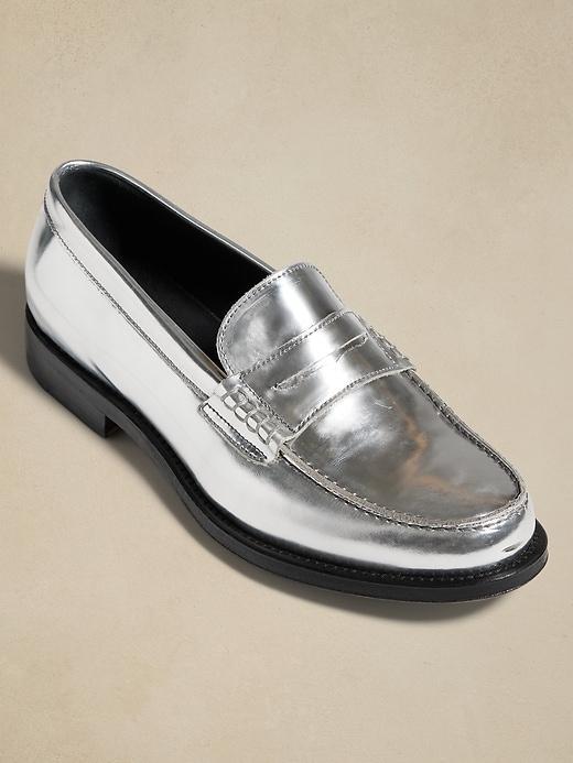 Navarre Metallic Leather Penny Loafer Product Image