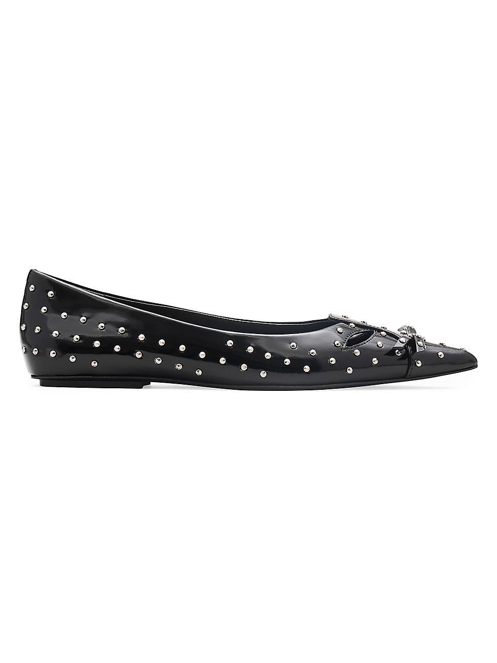 Womens Kat Studded Leather Ballerina Flats Product Image