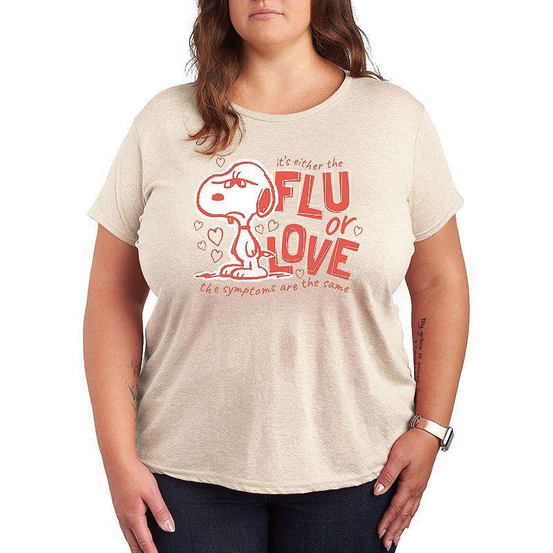 Plus Peanuts Snoopy Flu Or Love Graphic Tee, Womens Product Image