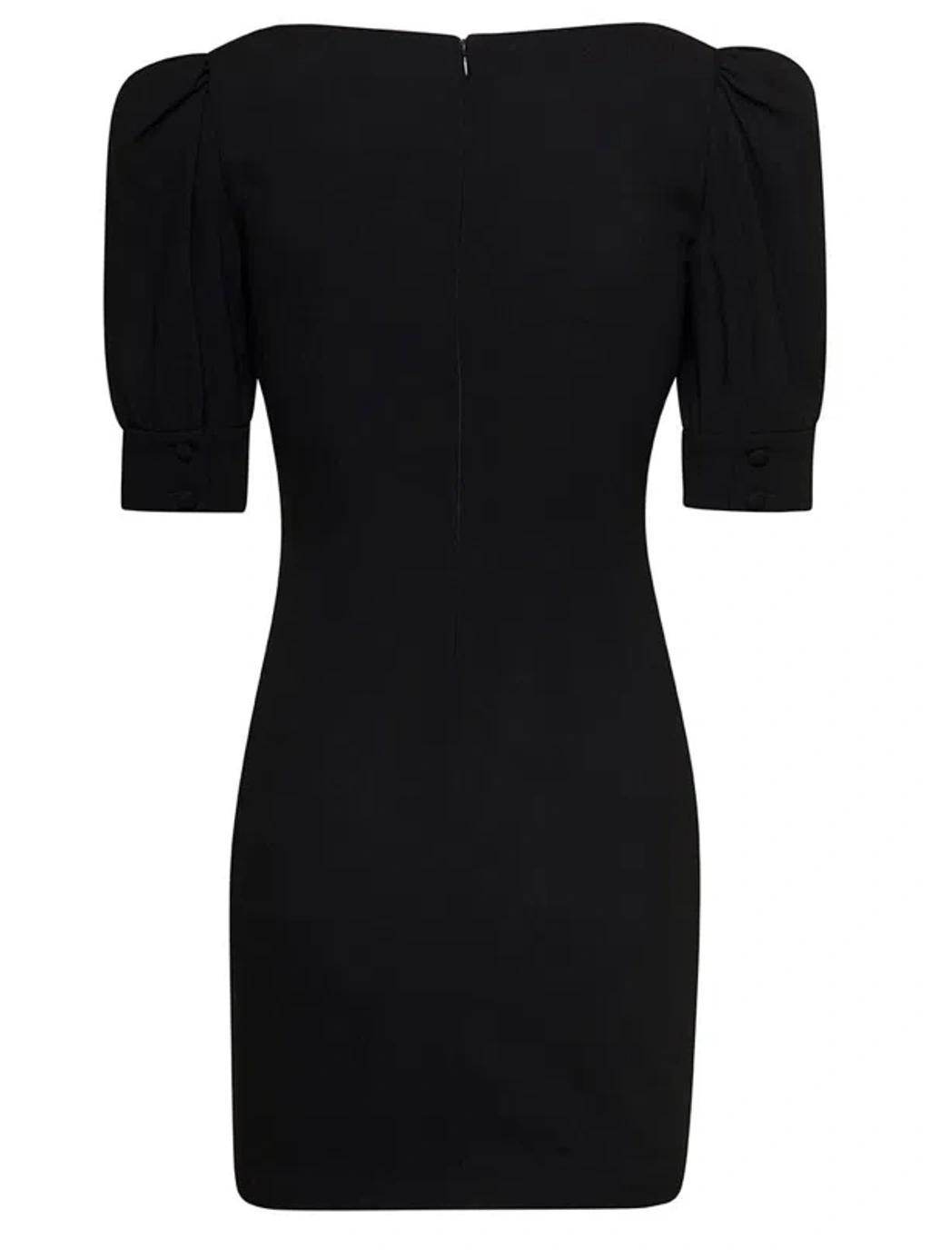 ALESSANDRA RICH Mini Dress With Lace In Black Product Image