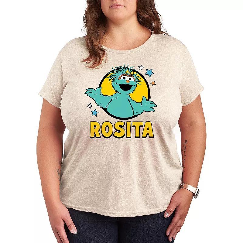 Plus Sesame Street Rosita With Stars Graphic Tee, Womens Grey Gray Product Image