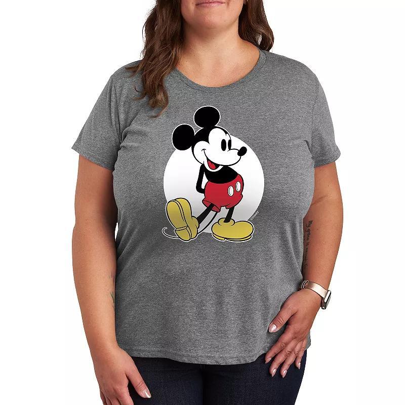 Disneys Mickey Mouse Plus Classic Graphic Tee, Womens Grey Gray Product Image