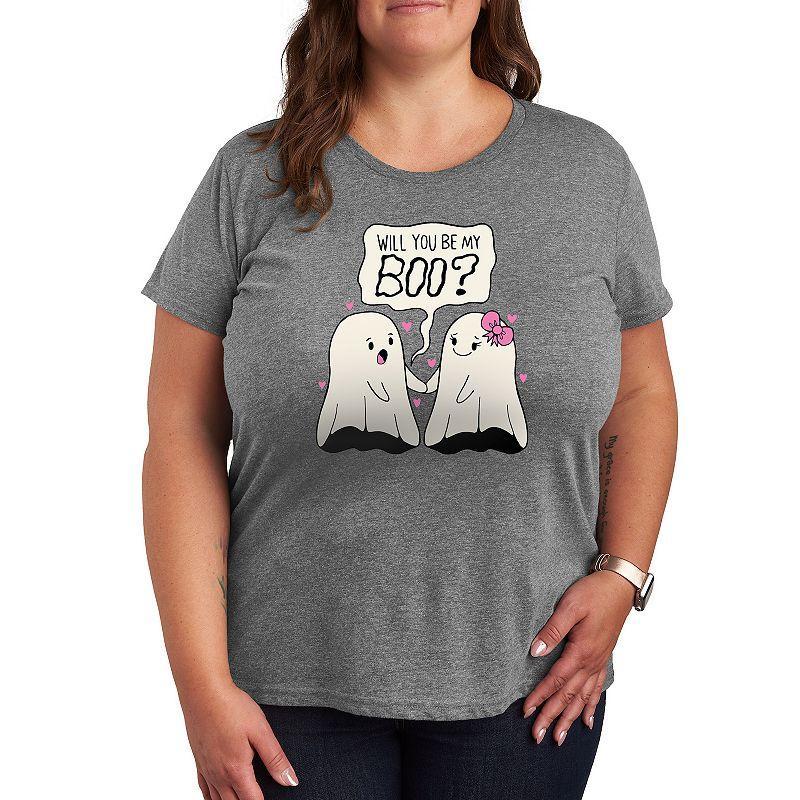 Missy Plus Size Will You Be My Boo Graphic Tee, Womens Med Grey Product Image