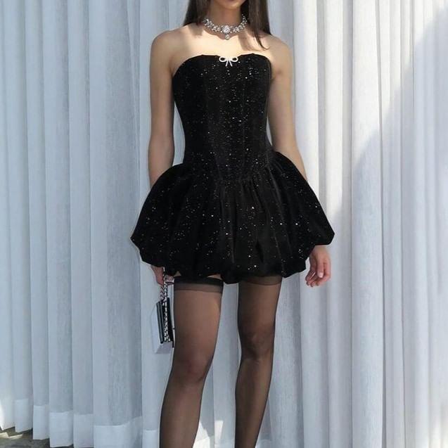 Strapless Corset Waist Mini A-Line Dress Product Image