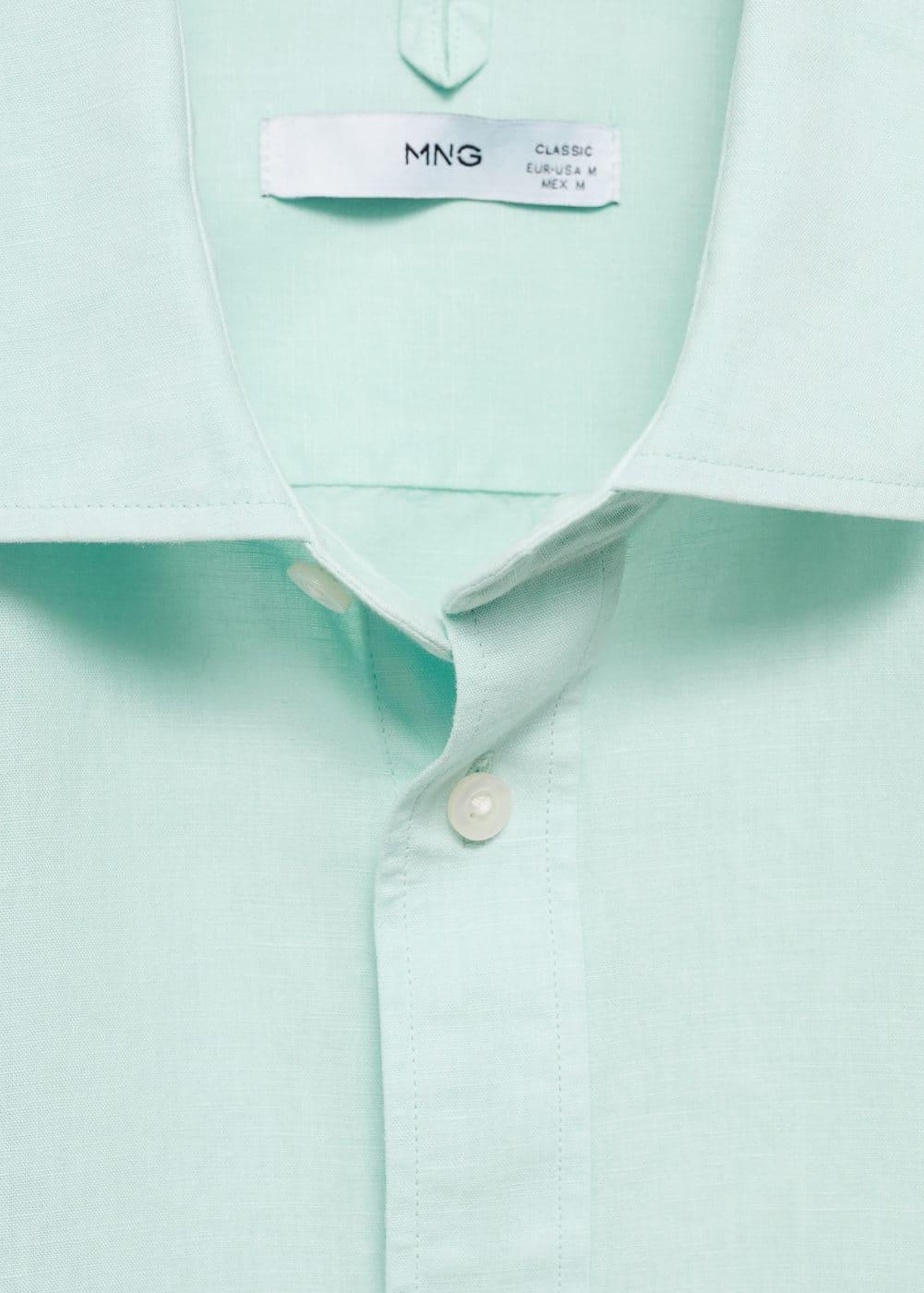 MANGO MAN - Classic-fit linen-blend shirt aqua greenMen Product Image