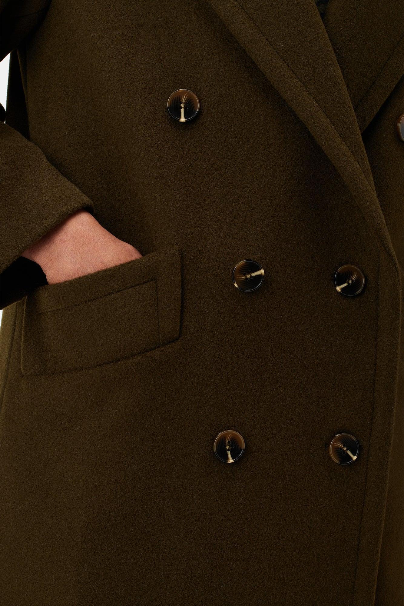 Double Breasted Car Coat - Olive Product Image