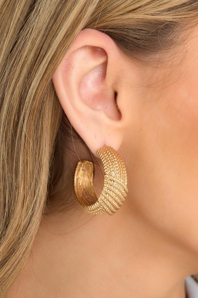 This Life Textured Vintage Gold Hoop Earrings Product Image