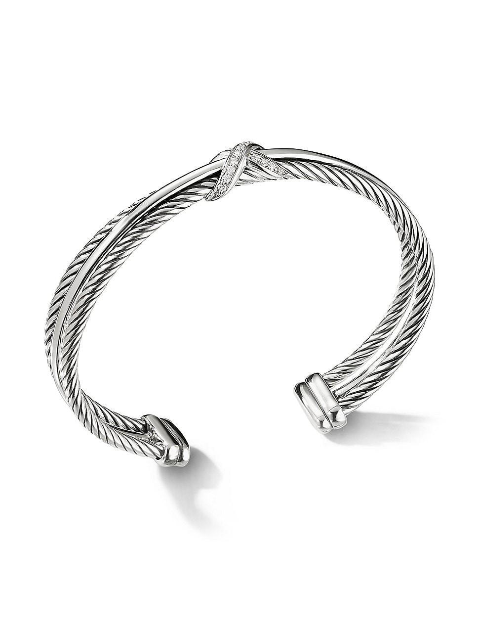 Womens Crossover X Bracelet with Diamonds/7mm Product Image