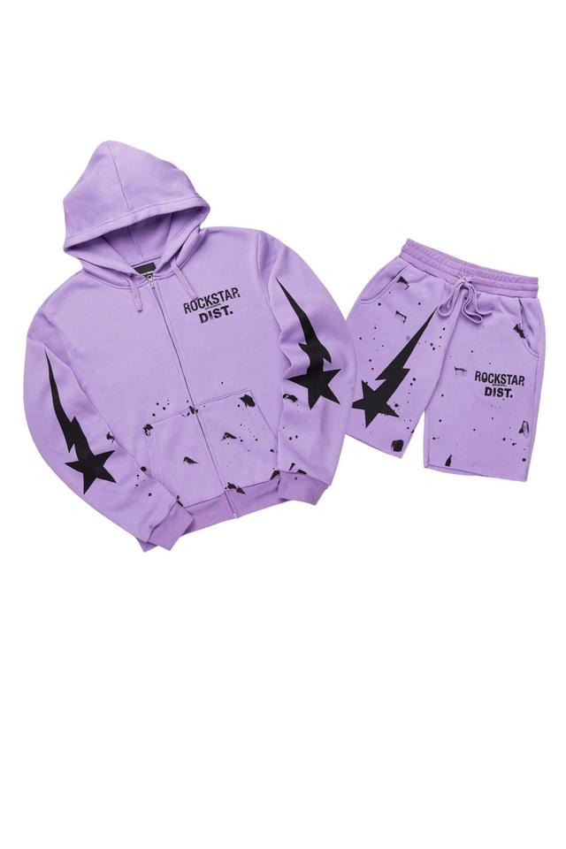 Tiffeny Purple Zip Up Short Set Female Product Image