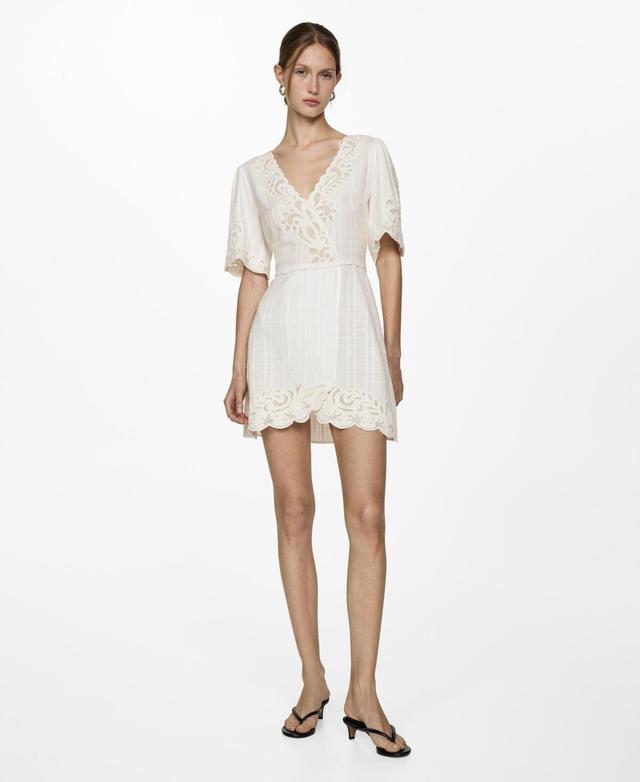 Mango Womens Embroidered Short Dress Product Image