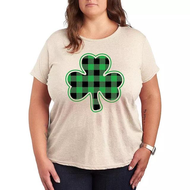 Plus Shamrock Buffalo Plaid Graphic Tee, Womens Brown Product Image