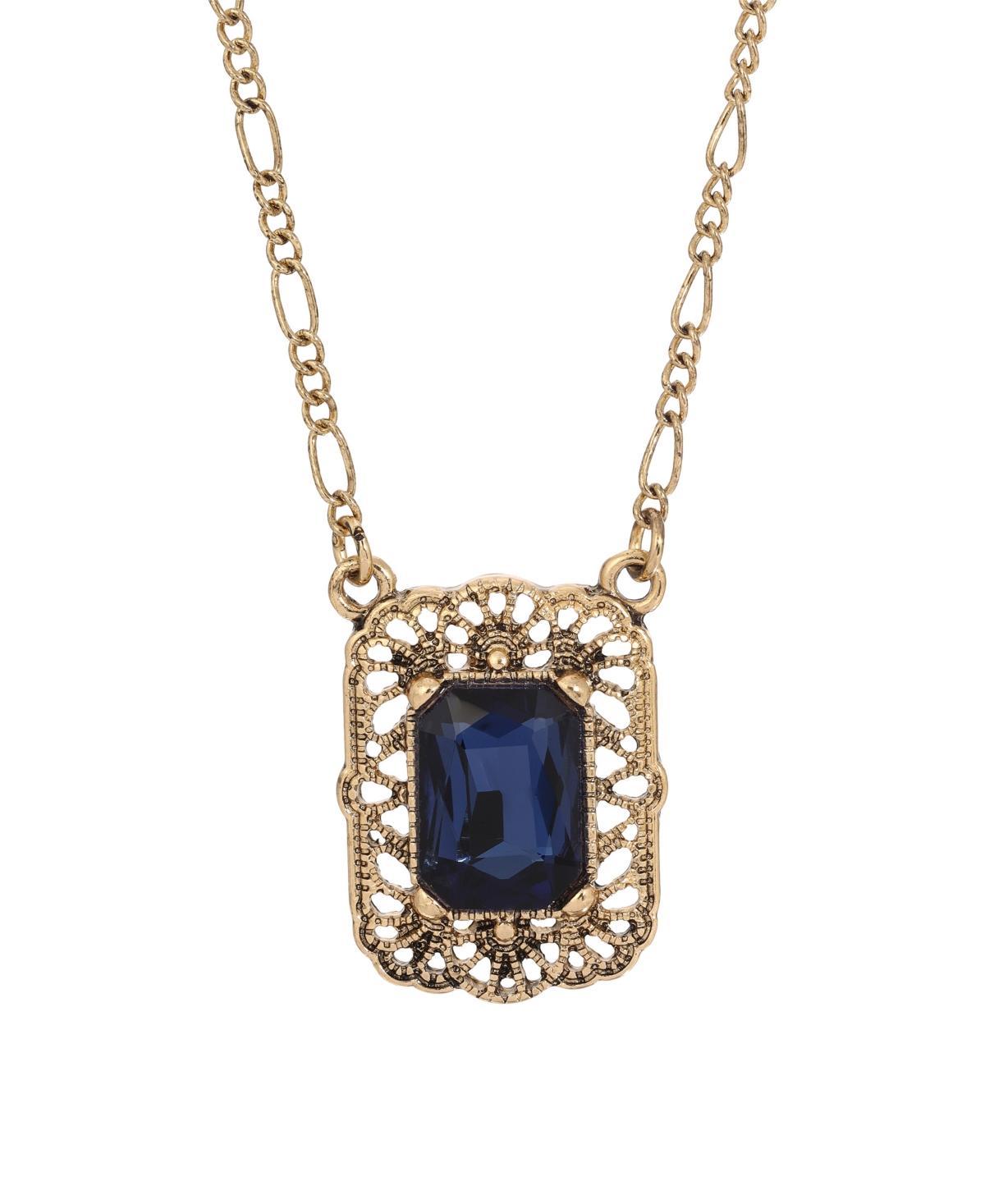 1928 Gold Tone Crystal Filigree Square Necklace, Womens, White Product Image