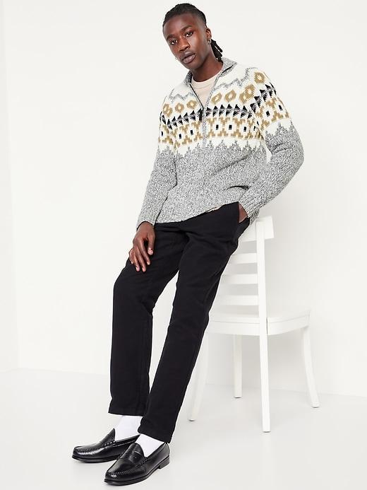 Fair Isle Zip Cardigan Sweater Product Image