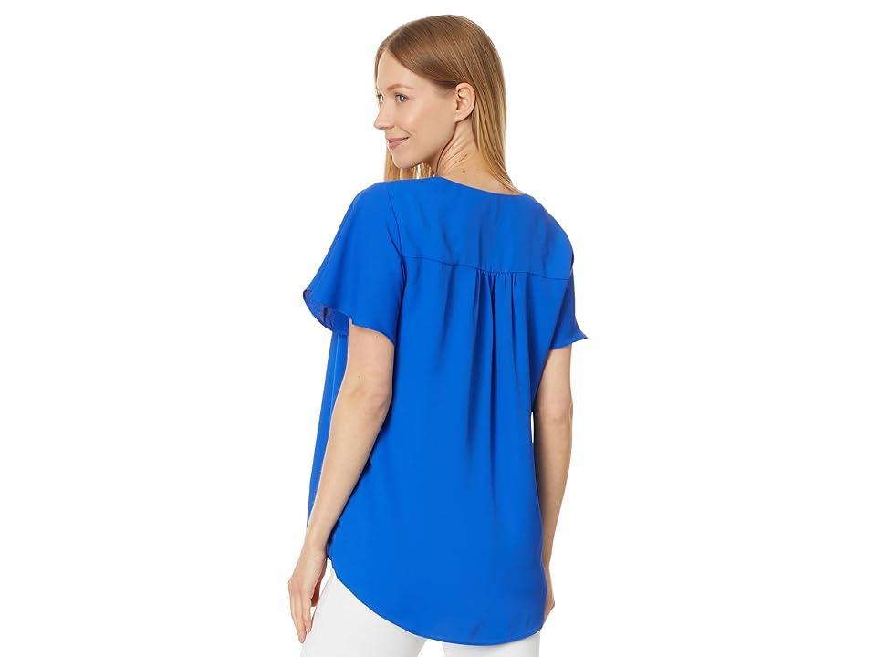 Vince Camuto Womens Flutter Sleeve Crossover Hem Top - Sapphire Product Image