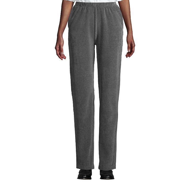 Petite Lands End Sport Knit High Rise Corduroy Pull-On Pants, Womens Grey Heather Product Image