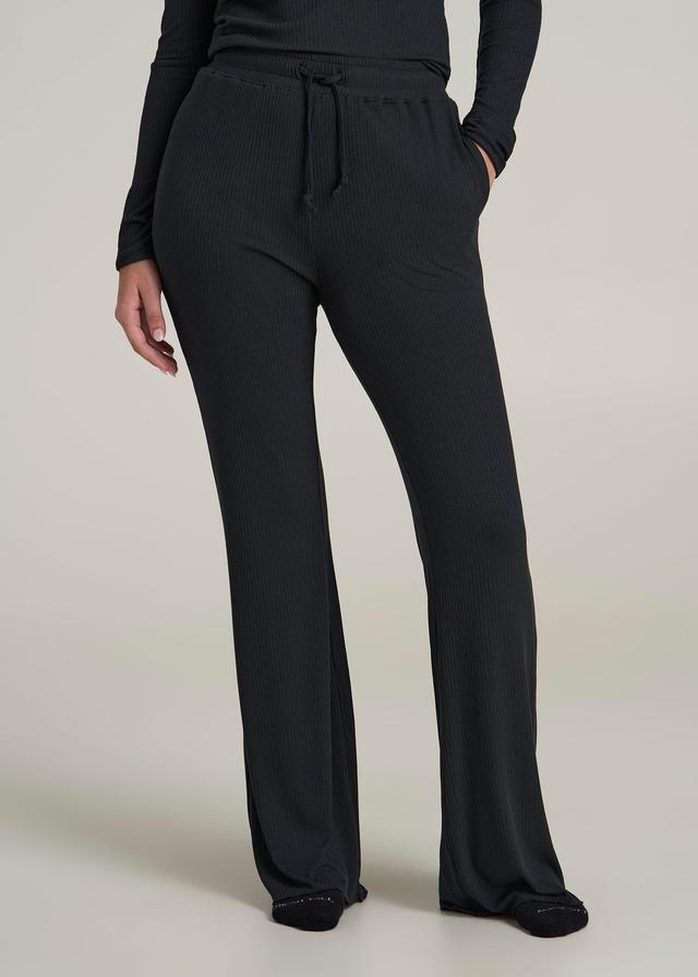 Ribbed Flare Pants for Tall Women in Black Female Product Image