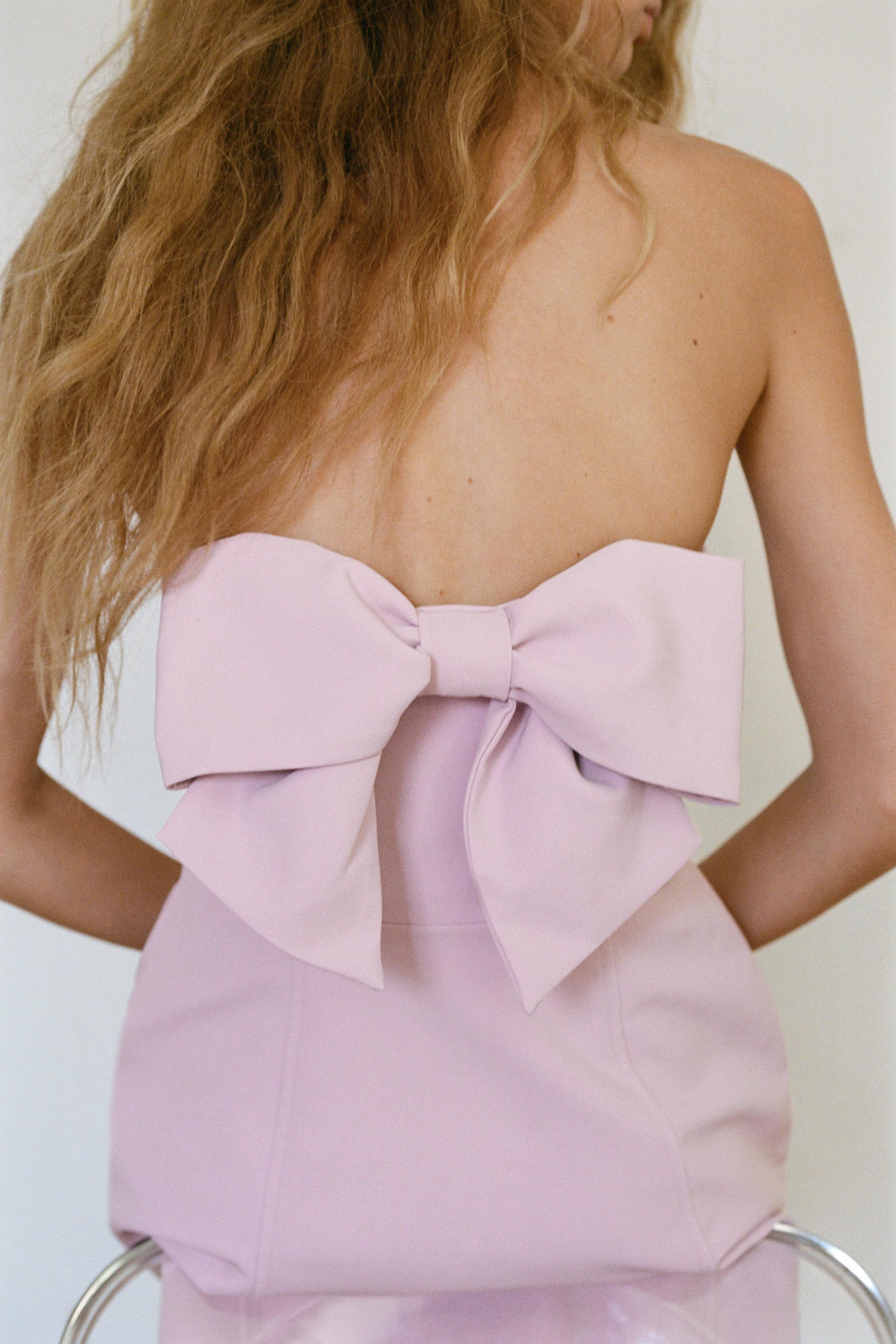 SHORT STRAPLESS BOW DRESS Product Image