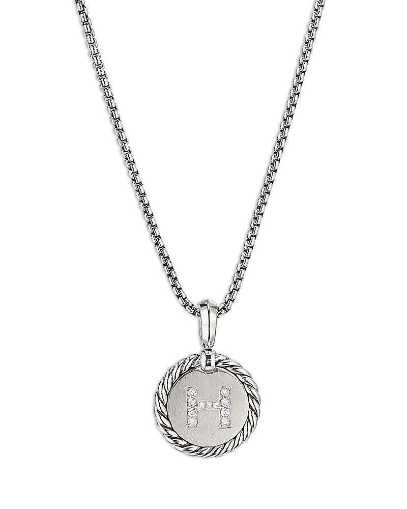 Womens M Initial Charm Necklace in Sterling Silver Product Image