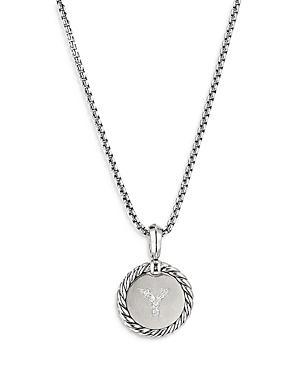 Womens M Initial Charm Necklace in Sterling Silver Product Image