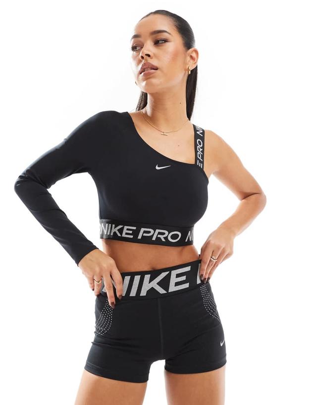 Nike Training Pro reflective cropped top in black Product Image