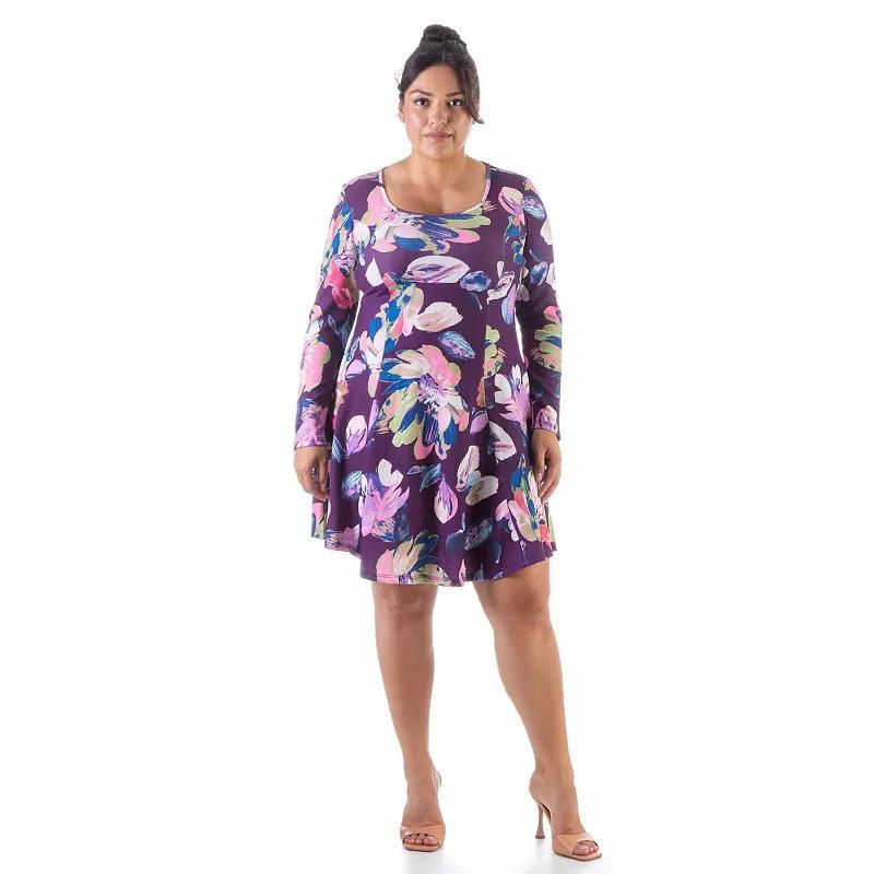 Plus Size 24Seven Comfort Apparel Floral A-Line Dress, Womens Product Image