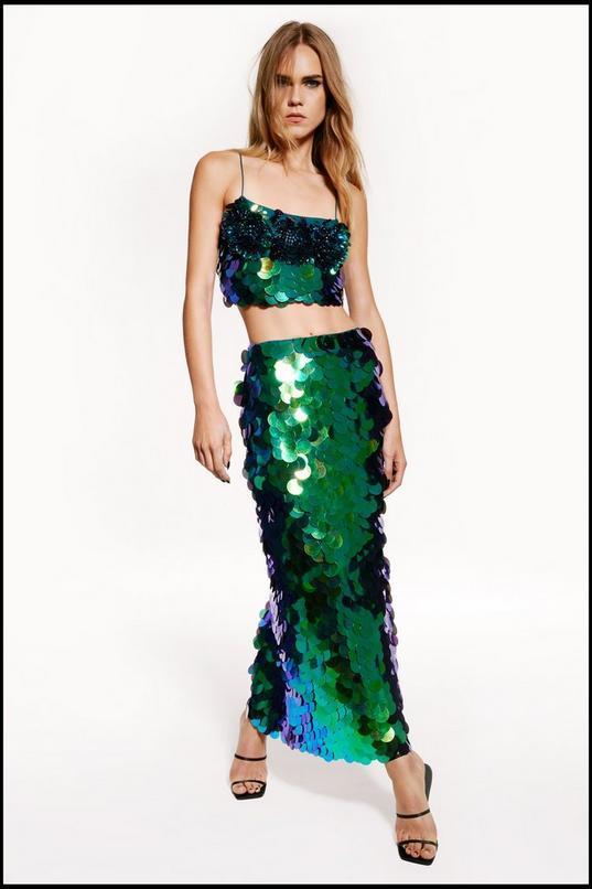 Disc Sequin Midi Skirt Product Image