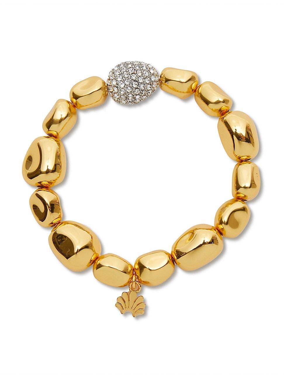 Womens Pebble 14K-Gold-Plated & Crystal Bracelet Product Image